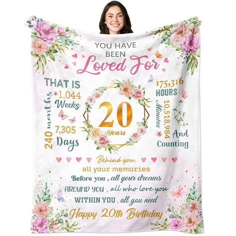 PRICES MAY VARY. 20th Birthday Gift: Happy 20th Birthday. There is no doubt that this is a very important day for a 20 year old girl. This unique blanket is the best 20th birthday gift for a girl. May the new year bring her many amazing experiences, happy adventures and wonderful memories. Our 20th Birthday Blanket Gift is the perfect choice for your gift giving and she will be pleasantly surprised when she receives it. Unique Birthday Blanket: Our 20th Birthday Blanket is the perfect 20th birth Gifts For Girl, Birthday Gifts For Girls, Birthday Gift Ideas, Old Girl, Gifts For Girls, Birthday Decorations, Year Old, For Girls, Throw Blanket