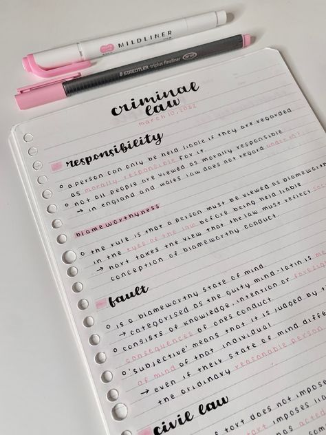 Pink study notes Use Of Highlighter In Study, Notes In Notebook Ideas, Note Inspiration School, Notes Aesthetic Inspiration, Aesthetic Note Inspiration, Study Notes Organization, Aesthetic Notes With Highlighters, Highlighters Aesthetic Notes, What To Highlight In Notes