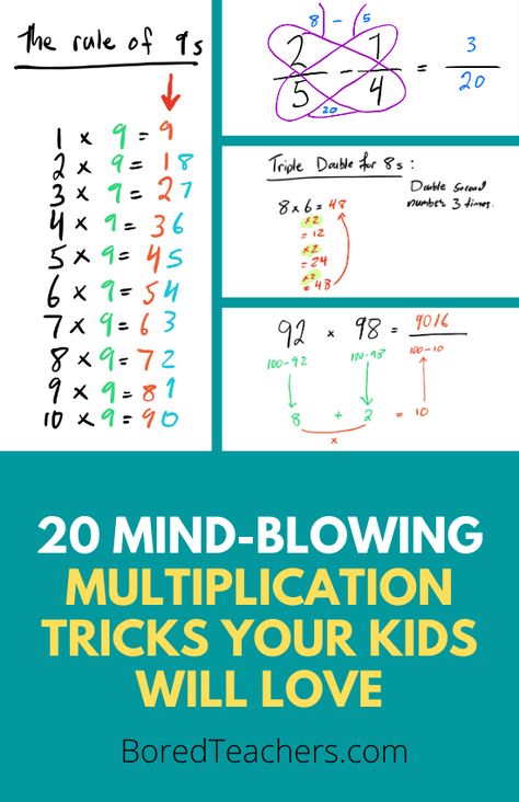 20 Mind-Blowing Multiplication Tricks Your Kids Will Love Montessori, Multiplication Help, Teaching Math Facts, Multiplication Tricks, Math Hacks, Maths Tricks, Math Tips, Math Made Easy, Cool Math Tricks