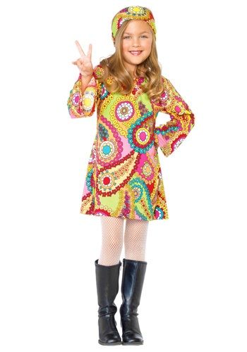 Child Hippie Chick Costume Disco Girl Costume, Hippie Costume Diy, Halloween Costumes Party City, 60s Costume, Toddler Costumes Girl, 70s Costume, Moda Hippie, Estilo Hippy, Fancy Dress Up