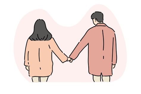 Couple holding hand together, relationship, romantic concept illustration. Holding Hands Drawing Couple, Relationship Illustration Couple, Healthy Relationship Drawing, Romantic Hands Holding Couple, Couple Holding Hands Illustration, Couple Holding Hands Drawing, Romantic Hands, Two People Holding Hands, Relationship Illustration