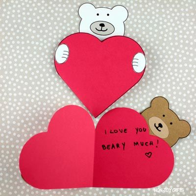 Sending Hugs And Kisses, Polar Bear Card, Heart Brown, Valentine Card Crafts, Polar Bear Craft, Vday Cards, Valentine's Day Craft, Easy Valentine Crafts, Teddy Bears Valentines