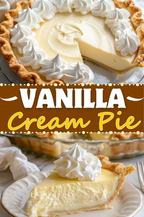 Pie, Best Cream Pie Recipes, Flavored Pie Crust Recipe, Amish Cream Pie, Easy Dessert Pie Recipes, Dessert With Heavy Whipping Cream, Vanilla Custard Cream Squares, Cream Pie Filling Recipes, Heavy Whipping Cream Recipes Deserts