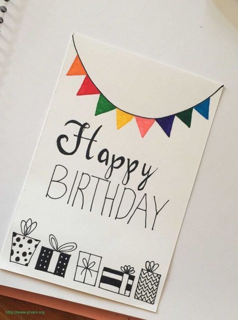 Kartu Ulang Tahun Diy, Diy Birthday Card, Happy Birthday Cards Diy, Creative Birthday Cards, Anniversaire Diy, Birthday Card Drawing, Birthday Card Craft, Homemade Birthday Cards, Bday Cards