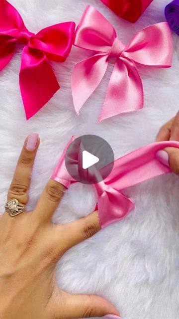 Diy Bows With Ribbon, Hair Bow Making Tutorials Easy Diy, Pretty Bows With Ribbon, How Do You Tie A Bow With Ribbon, How To Tie A Pretty Bow With Ribbon, Hand Tied Bows Tutorial, Making A Ribbon Bow, Finger Bows Diy Ribbon, How To Make Flower Using Ribbon