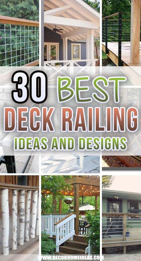 Short Deck Railing Ideas, Outdoor Deck Handrail Ideas, Deck Top Railing Ideas, Update Deck Railing, Decks Railing Ideas, Railings For Decks Patio, Roof Deck Railing Ideas, Types Of Porch Railings, Easy Railing For Deck