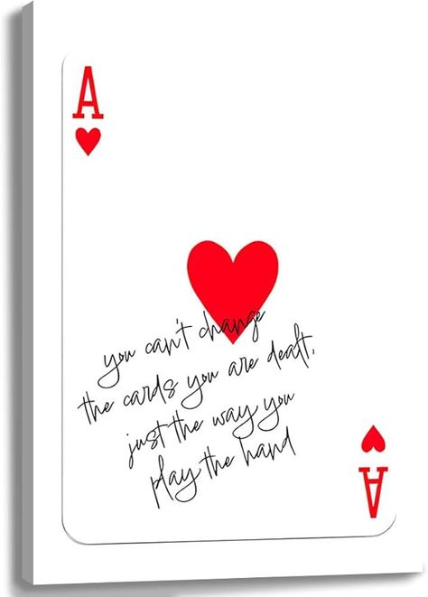 Amazon.com: Stylish Ace of Hearts Poster Funny Modern Preppy Playing Cards Canvas Wall Inspirational Art Aesthetic Wall Decor (C,16x24inch Framed): Posters & Prints Art With Playing Cards, Drawing On Playing Cards, Playing Cards Art Diy, Ace Of Hearts Aesthetic, Playing Cards Art Projects, Playing Cards Aesthetic, Ace Of Hearts Card, Ace Of Spades Tattoo, Playing Card Tattoos