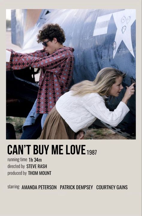 minimal polaroid movie poster for can’t buy me love 80s Romcom Movies, Can't Buy Me Love Poster, Blue Crush Movie Poster, Can't Buy Me Love Movie, Can’t Buy Me Love Movie, Can’t Buy Me Love, A Lot Like Love Movie, Cant Buy My Love, Cant Buy Me Love