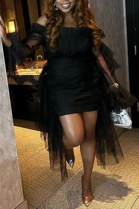 Xpluswear Plus Size Black Party Off The Shoulder Irregular Tulle Mini Dress PlusSizeSummerStyle #summervivibes #plussizefashionista #ootd #plussizequeen #plussize #summerfashion. https://whispers-in-the-wind.com/the-ultimate-plus-size-outfit-guide-summer-in-style/?684 Black Corset Dress Plus Size, Black Mess Dress, Black Plus Size Birthday Outfits, Plus Size Black Dresses For Party, Black Birthday Dress Plus Size, Plus Size Rehearsal Dinner Outfit, Plus Size Black Formal Dress, Plus Birthday Outfit, All Black Attire Party Night