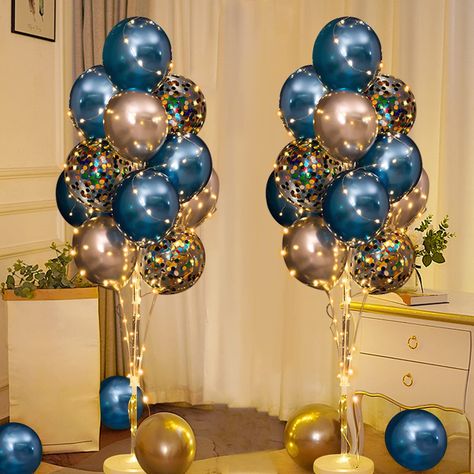 PRICES MAY VARY. Easy Assembly: The balloon stand kit comes with clear instructions for quick and simple assembly. Versatile Decor: Use the multi-colored balloons to create a festive atmosphere for any occasion like weddings, parties, and holidays. Durable Construction: The balloon stand is made from sturdy metal rods and plastic connectors that can support large balloons. Vibrant Blue Color: The blue balloons add a pop of color and create a sophisticated look for your event. Safe and Eco-Friend Balloon Stand, Balloon Holders, Blue Centerpieces, Decoration For Wedding, Mens Birthday Party, Balloon Stands, Fiesta Baby Shower, Balloon Centerpieces, Adult Birthday Party