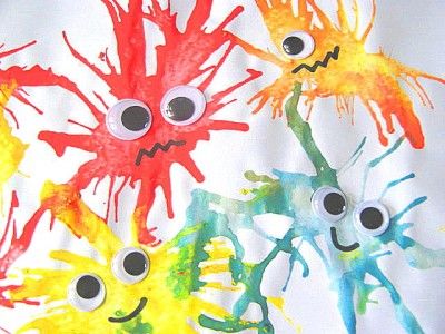 Blow Painting - so easy for kids and every one is different! Adorable! #kidscrafts @funfamilycrafts Blow Painting, Blow Paint, Classe D'art, Hur Man Målar, Theme Halloween, Kindergarten Art, Googly Eyes, Crafty Kids, Groundhog Day