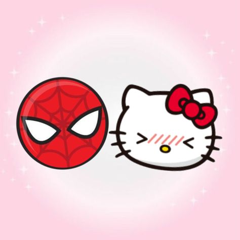 Chibi Spiderman And Hello Kitty, Cute Spider Man Drawing Easy, Kuromi And Spiderman, Spider Man And Hello Kitty, Hello Kitty Y Spiderman, Spiderman Y Hello Kitty, Hello Kitty And Spider Man, Hello Kitty Face Paint, Spiderman Hello Kitty