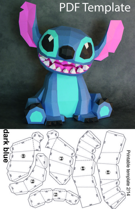 PDF template with detailed instructions for self-assembly of Stitch from colored cardboard. Other models are also available in our Etsy shop. Welcome! Paper Craft Elephant, Papercraft Templates Free Downloads, Free 3d Papercraft Templates, Stitch Template, Stitch Paper, Origami Templates, Paper Bag Crafts, Idee Cricut, 3d Paper Art