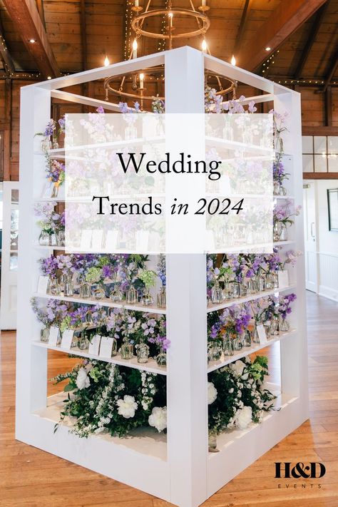 Curious what's hot in 2024 weddings? Dive into our blog post and discover the coolest trends, from unique themes to creative color schemes. Wedding Trends For 2023, Unique Event Decor, Popular Wedding Themes, 2023 Weddings, Wedding Theme Color Schemes, Wedding Flower Trends, Unique Themes, Popular Wedding Colors, Forest Theme Wedding