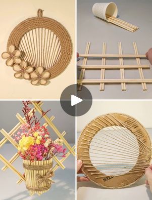 Chop Sticks Crafts Ideas, Jute Crafts Decorating Ideas, Jute Wall Art, Chopsticks Crafts, Jute Wall Hanging, Rope Decor Diy, Diy Wall Hanging Crafts, Asian Crafts, Diy Wall Hanging