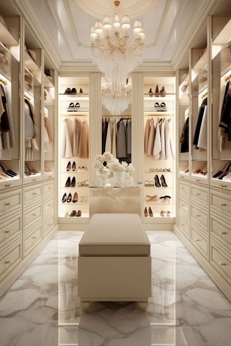 Walk In Closet Ideas Master Luxury, Walk In Wardrobe Luxury, Luxury Walk In Wardrobe, Walk In Wardrobe Ideas Master Bedrooms, Designer Closets, Intentional Decor, Glamorous Bedrooms, Closet Redesign, Neoclassic Interior