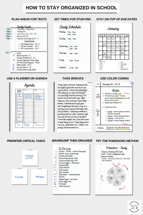 How To Stay Organized in School Study Task Planner, How To Organise Your School Planner, Plans For Studying, Organisation Tips School, 3 Day Study Plan, Planner Making Ideas, How To Organize A Journal, How I Take Notes Study Tips, How To Stay On Top Of Assignments