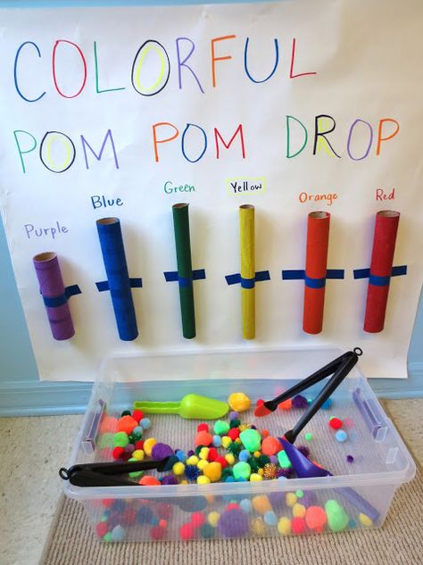 Princesses, Pies, & Preschool Pizzazz: Pom-Pom Color Fun for Toddlers Toddler Learning Activities, Maluchy Montessori, Boredom Busters For Kids, Aktiviti Kanak-kanak, Preschool Colors, Preschool Fine Motor, Aktivitas Montessori, Toddler Fun, Fine Motor Activities