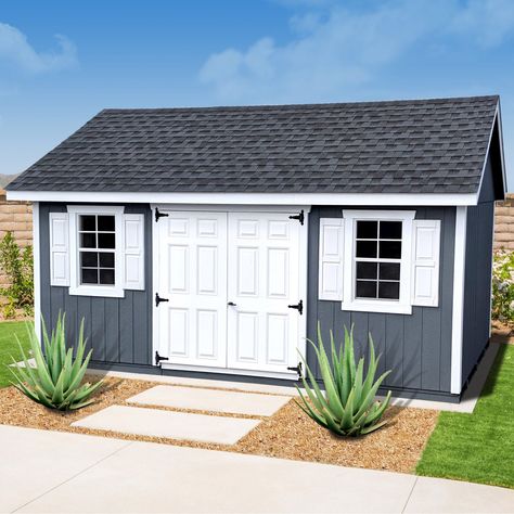 Landscaping Around Metal Shop, Modern Farmhouse Shed Exterior, Wooden Sheds Ideas Backyards, Shed Placement In Backyard, Shed With Front Porch, Art Shed Ideas Backyard Studio, Shed Addition Ideas, Backyard Gym Shed, Storage Shed House Tiny Homes