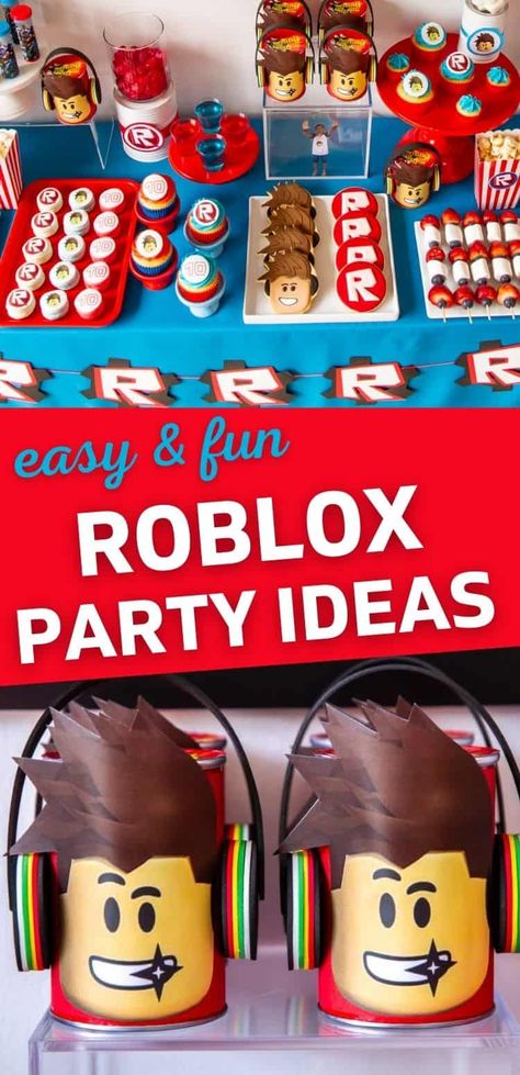 Best Ever Roblox Birthday Party (2021) | Parties Made Personal 8 Bday Party Ideas, Roblox Birthday Party Favor Ideas, Roblox Party Bags, 9 Birthday Party Ideas Boy, Roblox Party Theme Ideas, Roblox Themed Birthday Party Decoration, Roblox Theme Birthday Party Ideas, Roblox Party Favors Ideas, Birthday Roblox Party Ideas