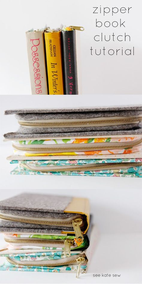 Book clutch!  From books!  Totally want to do this as a case for my Nook.  from See Kate Sew Sew Ins, Clutch Tutorial, Diy Sy, Diy Buch, Book Clutch, Diy Sac, Costura Diy, Sewing Tutorials Free, Stationary Set