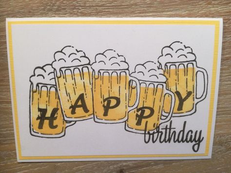 Beer Birthday Cards, Happy Birthday Beer, Beer Card, Happy Birthday Cards Diy, Birthday Card Drawing, Beer Birthday, Masculine Birthday Cards, Bday Cards, Card Drawing