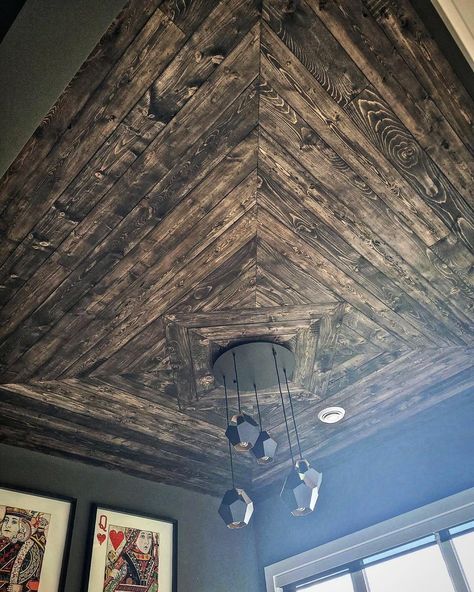 Laying on your back for an instagram photo of a ceiling feature completed by the team so you all can see the work they do and what is possible for your next project! #barnwood #reclaimedwood #woodworking #featurewall #ceiling #house #interiordesign #create #build #yyc #yeg #modernrustic Ceiling Feature, Pallet Ceiling, Two Birds, Home Ceiling, Barnwood, The Team, Modern Rustic, Feature Wall, Your Back