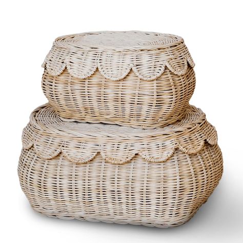 PRICES MAY VARY. Rattan JUST LANDED! Discover the woven basket with lid "Flora", the latest addition to Bebe Bask's collection: a brand-new rattan storage basket, designed with elegance and convenience in mind. [Please check size before ordering!] A STATEMENT PIECE - This beautiful nesting pair of rattan baskets will elevate any corner in the home. Nest the wicker basket set together or style them separately. Please check size before ordering: Large 15x10x6 in. Small 11x8x5 in. NATURAL ELEGANCE Round Wicker Basket, Wicker Basket With Lid, Nursery Storage Baskets, Doll Storage, Nursery Baskets, Storage Baskets With Lids, Basket Wicker, Wicker Storage, Stylish Nursery