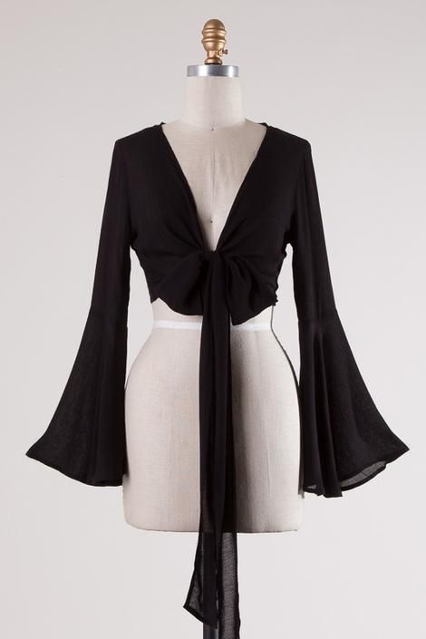 Elevate The Office Bell Sleeve Top Bell Bottom Shirt Sleeves, Shirts With Flared Sleeves, Tops With Bell Sleeves, Bell Sleeve Top Aesthetic, Bell Sleeve Black Top, Gothic Bell Sleeve Top, Bell Sleeves Shirt, Wide Sleeve Pattern, Black Flare Sleeve Top