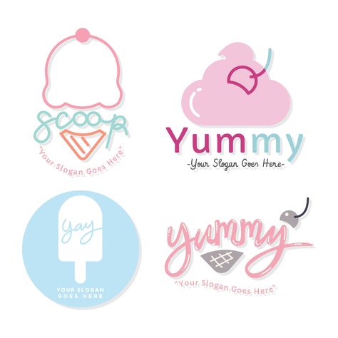 Dessert Shop Logo, Cute Ice Cream Shop, Ice Cream Shop Logo, Ideas Para Logos, Dessert Logo, Ice Cream Logo, Sweet Logo, Ice Cream Business, Frozen Yogurt Shop