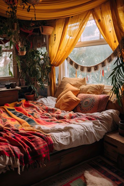 Spiritual Boho Bedroom, Boho Mushroom Bedroom, Cozy Bedroom Eclectic, Boho Bedroom Maximalist, Comfy Maximalist Bedroom, Bohemian Maximalist Bedroom, Cozy Maximalism Small Bedroom, Boho Hippy Bedroom, Indie Boho Bedroom