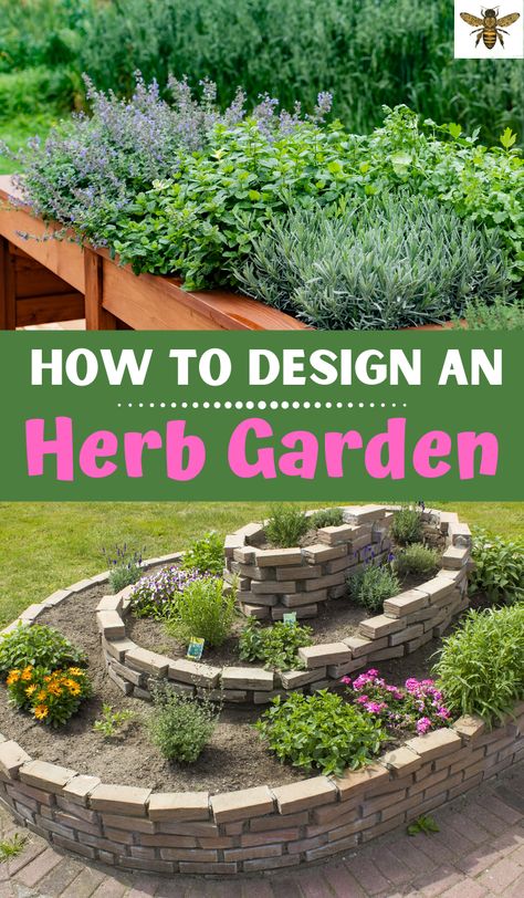 Corner Herb Garden Ideas, How To Build A Herb Garden, Decorative Herb Garden Ideas, Herb Garden Layout Ideas, Herb Garden Landscape, Outdoor Herb Garden Design Layout, Herb Garden Landscape Design, Herb Beds Design, Raised Garden Beds Herbs