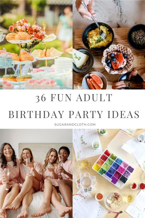 Planning a birthday bash for yourself or a loved one?? Get inspired by these awesome adult birthday party ideas. Indoor Party Ideas For Adults, 24th Birthday Activities, Interactive Birthday Party Ideas, Day Party Themes For Adults, Cute Birthday Celebration Ideas, Woman Party Themes, Lowkey Birthday Party Ideas, Theme For Birthday Party For Women, Birthday Celebration Ideas With Friends