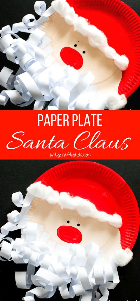 Arty Crafty Kids | Craft | Paper Plate Santa Claus | A super fun and easy Christmas paper plate Santa craft for kids. Paper Plate Santa Craft, Santa Craft For Kids, Paper Plate Santa, Santa Craft, Christmas Paper Plates, Paper Plate Crafts For Kids, Santa Crafts, Christmas School, Preschool Christmas