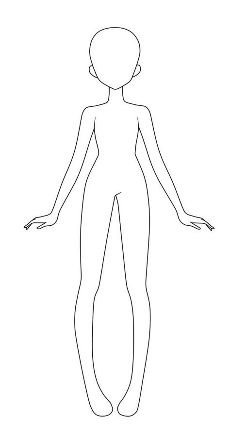 Mannequin Base Drawing, Body Drawing Standing Straight, Mannequin For Drawing, How To Draw A Mannequin, Body Base Drawing Standing, Body Anime Sketch, Anime Mannequin, Anime Body Template, Body Girl Drawing