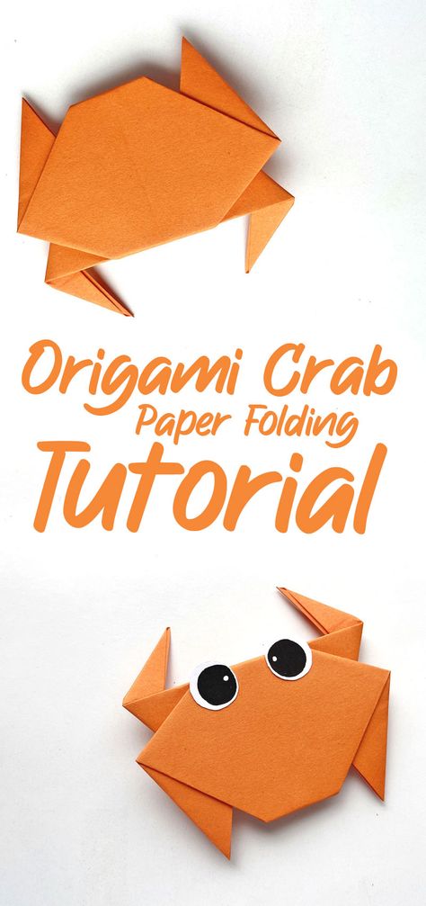 Animal Origami Easy, Origami Crab Tutorial, Basic Origami Step By Step, Origami Art Projects Ideas, Paper Crab Craft, Fun Easy Origami, Under The Sea Origami, Fish Origami Easy, Easy Origami Animals Step By Step