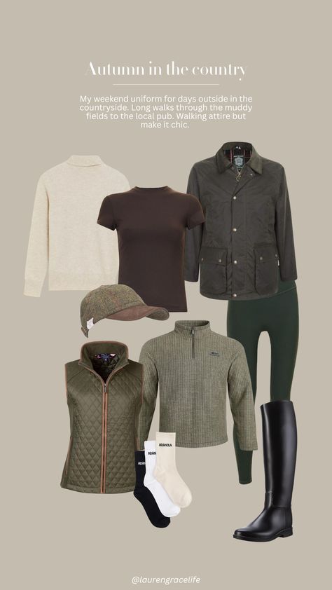 Countryside Walk Outfit, Uk Countryside Outfit, British Countryside Style, Countryside Chic Outfit, Countryside Outfits Women, Autumn Walk Outfit, Country Walk Outfit, English Style Clothes, Lydia Elise Millen Outfits