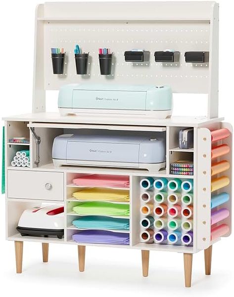 Amazon.com: Craft Work Station Craft Storage Cabinets, Craft Storage Solutions, Fold Out Table, Craft Room Furniture, Craft Cart, Cabinet Table, Craft Cabinet, Sewing Supplies Storage, Grande Table