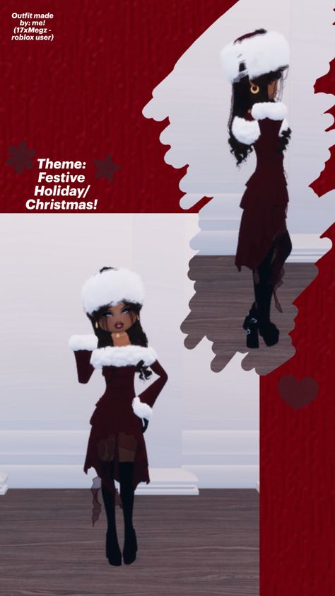 Dress to Impress (Roblox) Outfit - VIP + moongazer girl set needed - for festive holiday/Christmas theme! Roblox Outfit, Christmas Theme, Festive Holiday, Room Ideas Bedroom, Holiday Christmas, Holiday Festival, Christmas Themes, Dress To Impress, New Dress