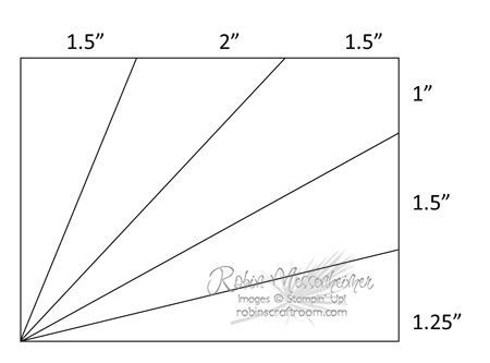 Side Sunburst Card Measurements for size A2 card (4.25" x 5.5")..... this 3.75" x 5" diagram leaves a 1/4" border on all sides of the base card showing Molde, Patchwork, Starburst Cards, Sunburst Cards, Stampin Up Anleitung, Card Measurements, Stampin Up Karten, Card Sketches Templates, Paper Craft Techniques