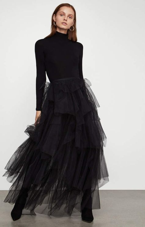 Bcbg Camber Layered Tulle Maxi Skirt Tule Rok Outfits, Black Tulle Skirt Outfit, Showstopper Dress, Rok Tutu, Black Tulle Skirt, Tulle Skirts Outfit, Gonna In Tulle, Tule Rok, Skirt Images