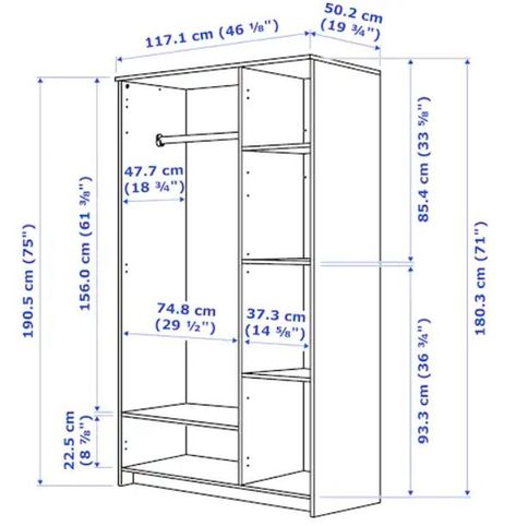 Standard Bedroom Closet Dimensions - A Complete Guide | Complete Guide Ikea Brimnes Wardrobe, Brimnes Wardrobe, Mebel Antik, Closet Dimensions, Garderobe Design, Wardrobe Dimensions, Bedroom Cupboard Designs, Closet Layout, Bedroom Closet Design