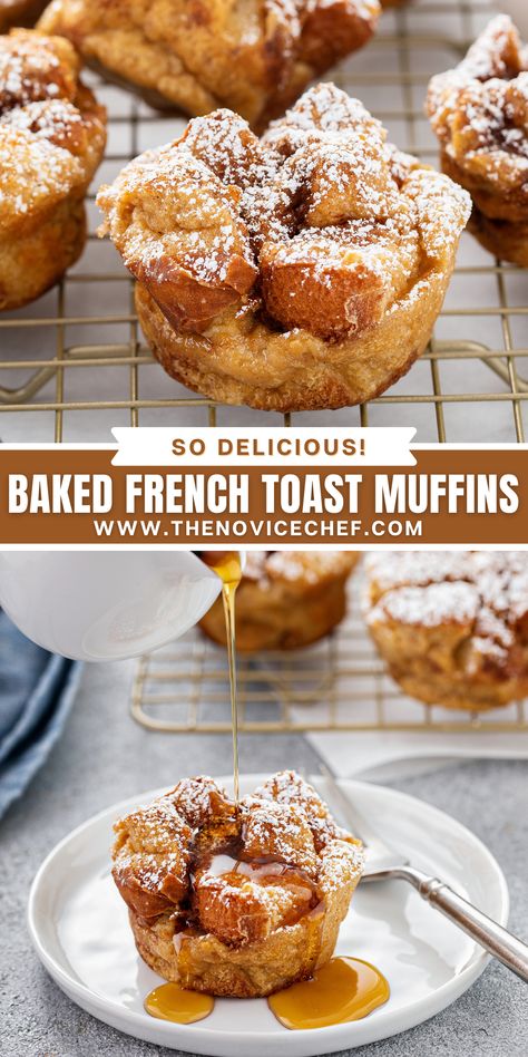 Muffin Tin French Toast, Easy Sweet Breakfast Ideas Quick, Cottage Foods To Sell, Muffin Flavor Ideas, Fancy Breakfast Ideas Brunch Party, Breakfast Recipes Overnight, Handheld Breakfast, Recipe For French Toast, Bread Dips