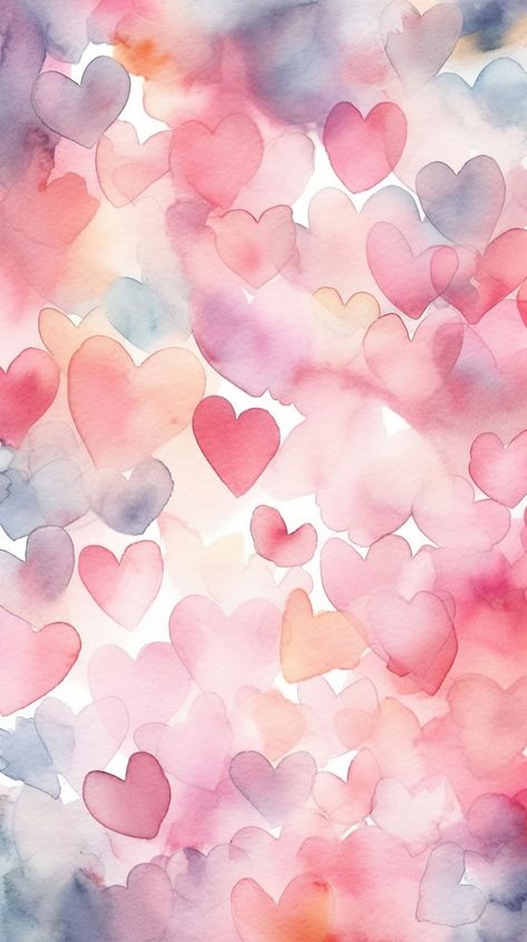 Valentines Day Wallpaper, February Wallpaper, Valentines Wallpaper Iphone, Watercolor Hearts, Romantic Wallpaper, Day Wallpaper, Valentine Background, Love Backgrounds, 패턴 배경화면