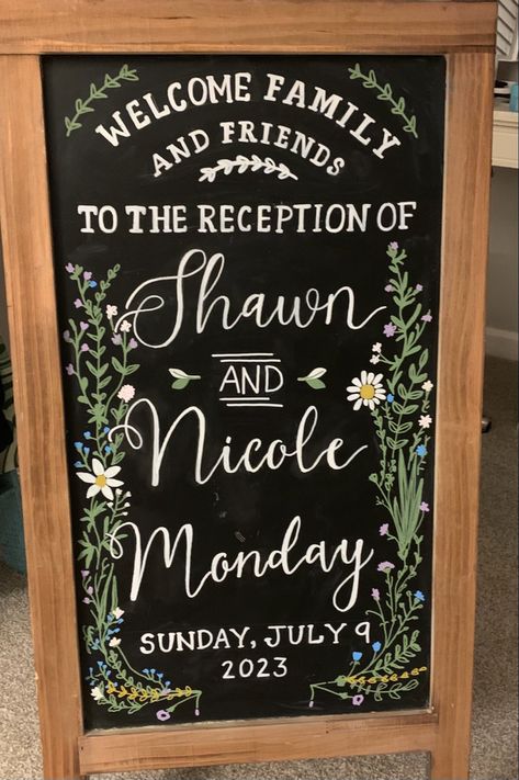 Chalk Signs Lettering, Reception Chalkboard Signs, Chalk Welcome Sign Wedding, Wedding Chalkboard Signs Reception, Wedding Reception Chalkboard Signs, Wedding Blackboard Sign, Anniversary Chalkboard Art, Chalkboard Wedding Welcome Sign, Chalk Wedding Signs