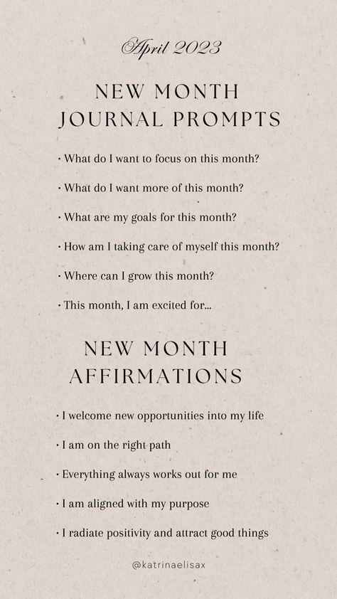 Journal Ideas Goals Page, Start Of The Month Journal Prompts, Beginning Of Month Journal Prompts, New Month Journal, New Month Journal Prompts, April Journal Prompts, Month Journal Prompts, New Month New Goals Quotes, April Journal