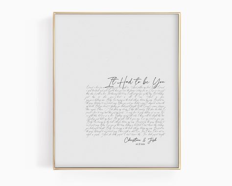 "Contemporary script travels across a watercolor paper texture creating a classic look with modish intentions. Easy to Order: In the personalization box, list the following: 1. Title of song and artist for main text 2.Names and dates for bottom of main text 3. If shipping directly to a gift recipient, we can include a small gift card from you. Just let us know when you order or message us separately. We'll send you a mock up within 1-3 business days. Please check your Etsy messages within that t First Anniversary Paper, Wedding Song Lyrics, Wedding Print, Song Lyrics Art, Wedding Song, Anniversary Gifts For Parents, Dance Gifts, Personalized Wedding Gift, Wedding Present