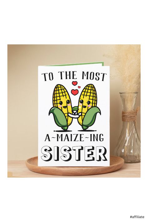 Greeting Cards For Sister, Cute Birthday Card Ideas For Sister, Bday Card Ideas For Sister, Sister Bday Card, Bday Card For Sister, Sister Cards Handmade, Sister Card Ideas, Birthday Message For Sister Funny, Cute Birthday Cards For Sister