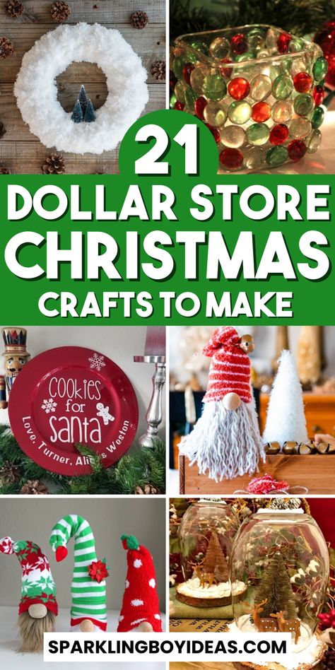 Get into the holiday spirit with these easy DIY dollar store Christmas crafts! Explore budget-friendly DIY holiday craft projects, from DIY Christmas ornaments to thrifty Christmas wreath ideas. Discover how to create beautiful cheap holiday decorations and handmade Christmas gifts on a budget. Learn the art of crafting with dollar store supplies, upcycling, and recycling to make creative DIY Christmas decorations. Don't miss out on these fantastic Christmas craft ideas. Mason Jar Christmas Crafts, Dollar Store Christmas Decorations, Christmas Crafts Diy Projects, Dollar Store Christmas Crafts, Dollar Tree Christmas Decor, Christmas Crafts To Sell, Christmas Crafts For Adults, Kids Christmas Ornaments, Christmas Craft Ideas