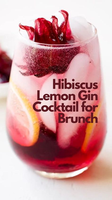 Hibiscus Lemon Gin Cocktail for Brunch Lemon Gin Cocktail, Hibiscus Cocktail, Tea Cocktail Recipes, Iced Tea Cocktails, Sangria Cocktail, Lemon Cocktail, Tofu Salad, Gin Lemon, Gin Cocktail Recipes